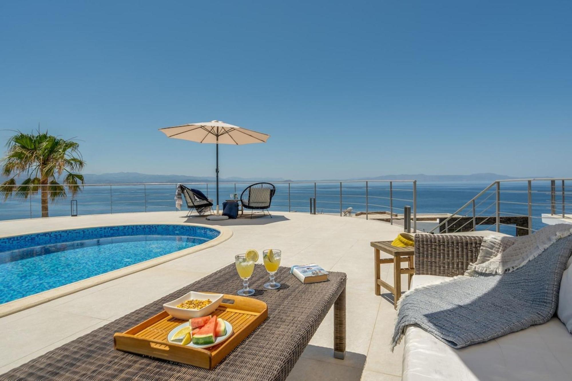 Villa Hemera Ocean View Private Heated Pool Horafákia Kültér fotó